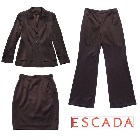 Escada Dresses & Skirts - Escada 3 Piece Brown Wool Blend Suit
